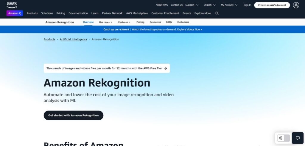 Amazon Rekognition - Amazon AI Tools