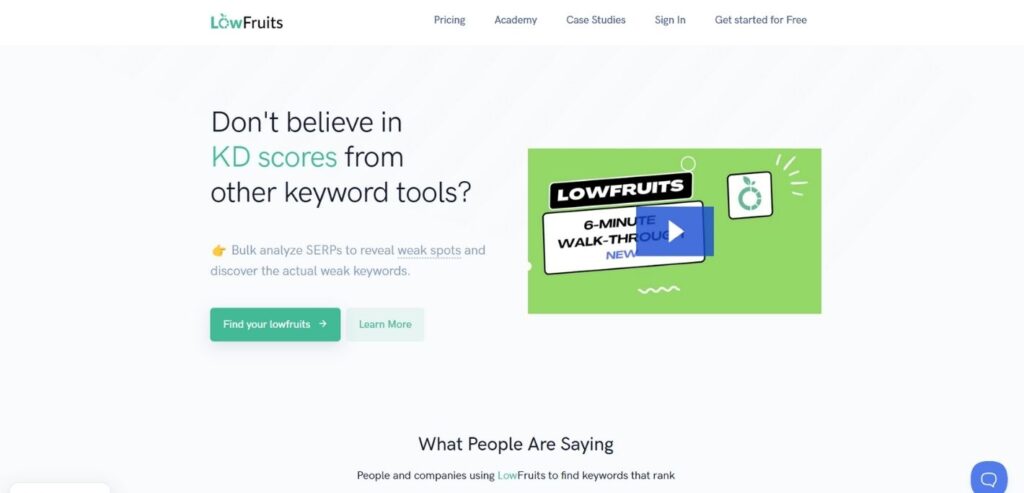 LowFruits - Competitor Analysis Tools