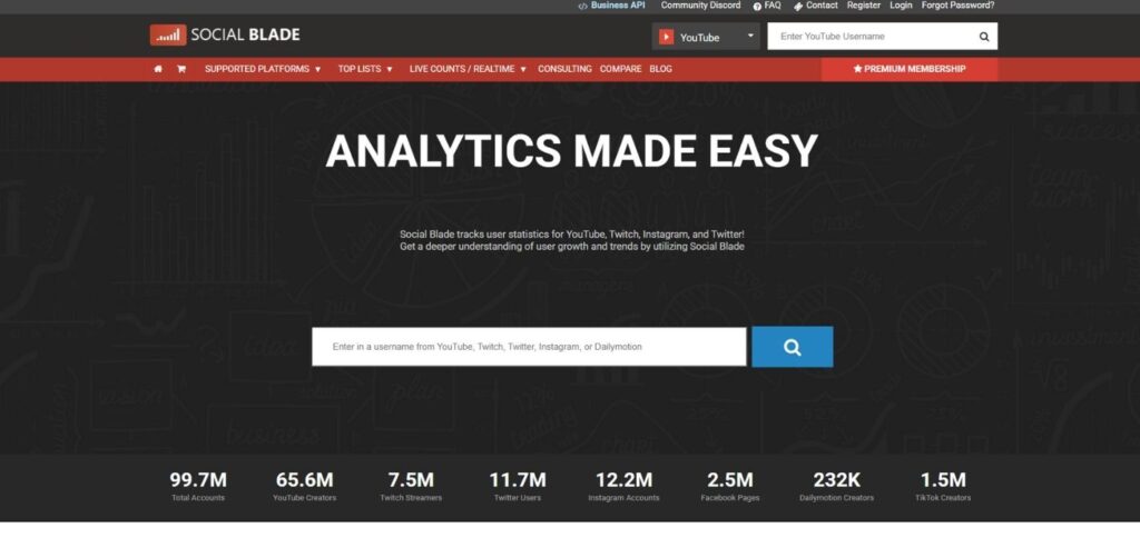 Social Blade - Social Media Analytics Tools