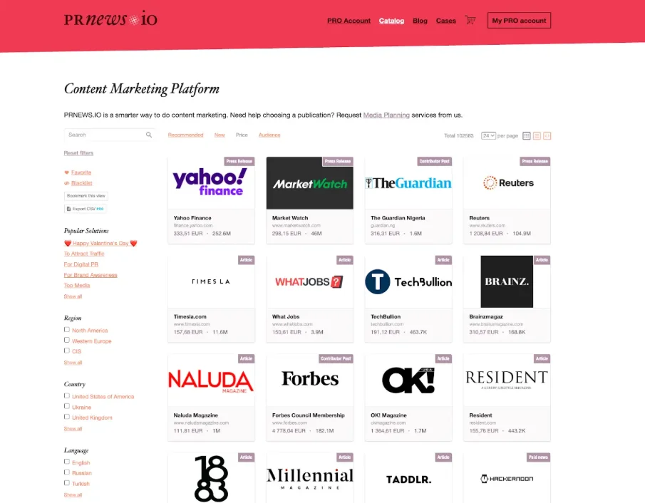 Digital marketing Tool - PRNEWS.IO