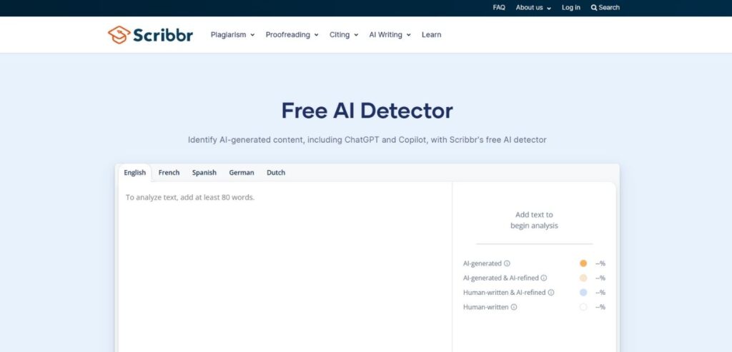 Scribbr - AI Content Detector Tools