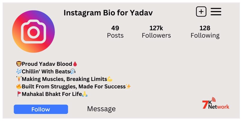 Yadav Bio for Instagram