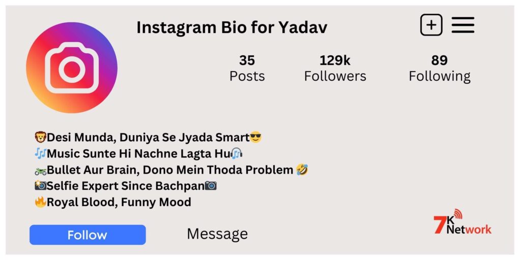 Yadav Bio for Instagram