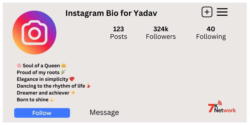 Yadav Bio for Instagram