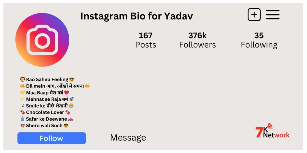 Yadav Bio for Instagram
