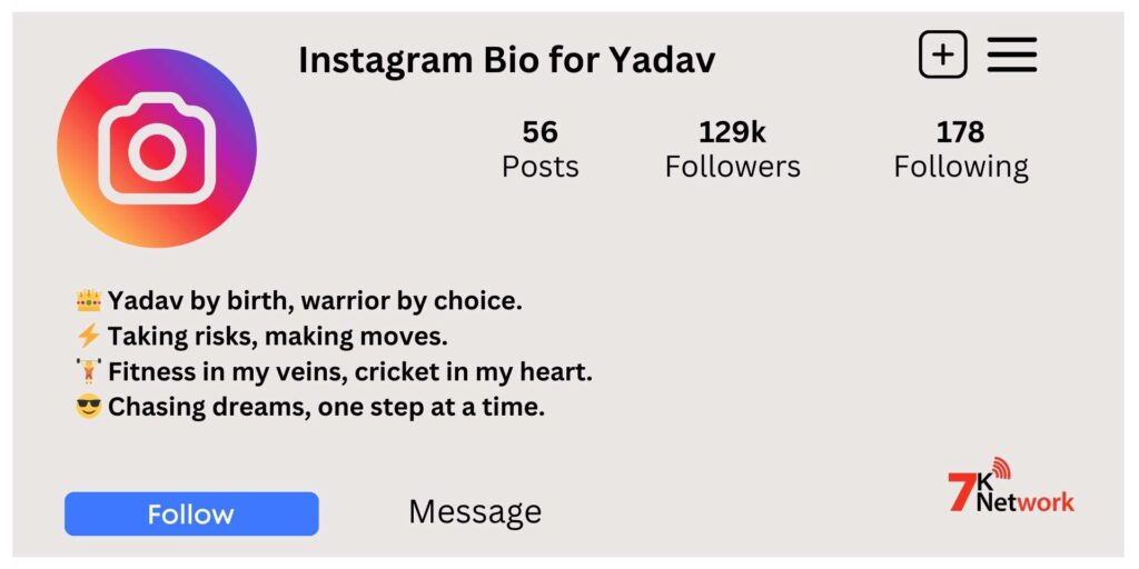 Yadav Bio for Instagram