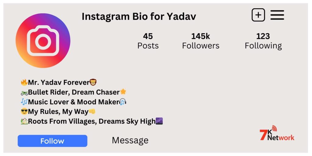 Yadav Bio for Instagram