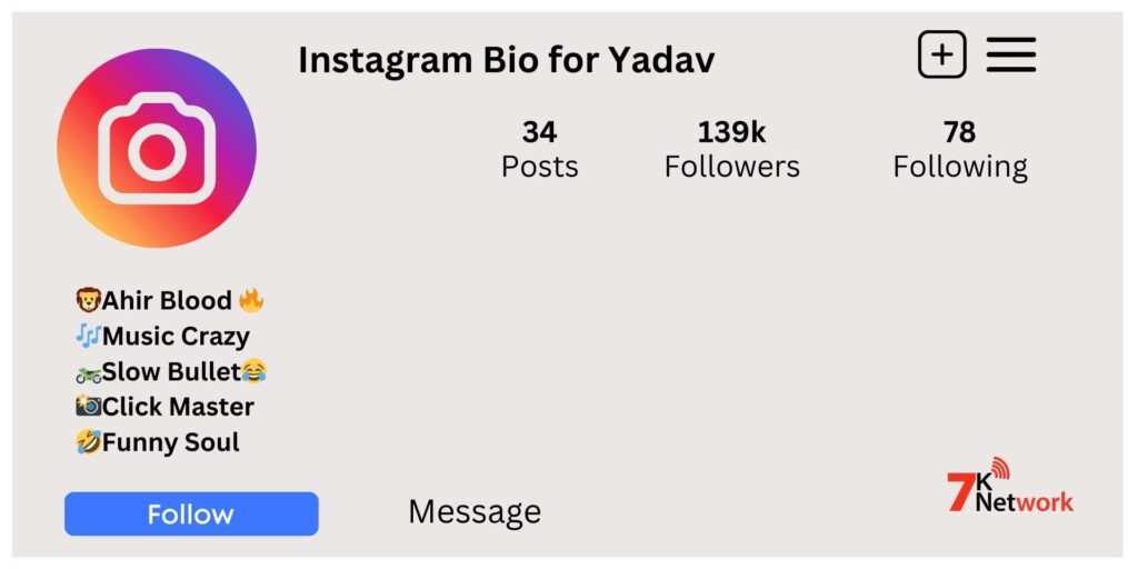 Yadav Bio for Instagram
