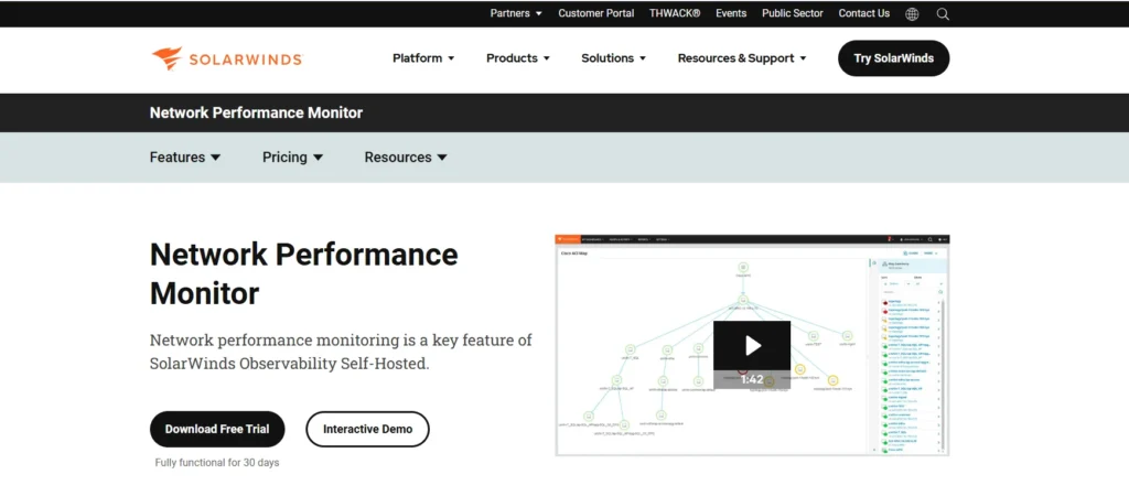 10 Best Network Monitoring Software-SolarWinds Network Performance Monitor (NPM)