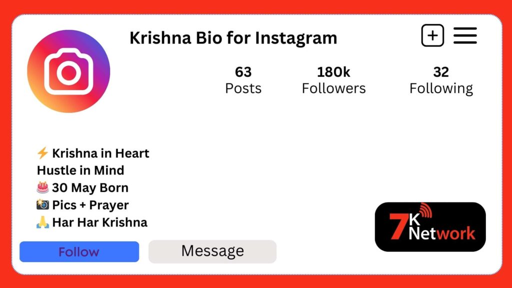 Krishna Bio for Instagram