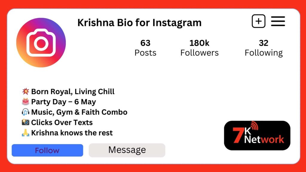 Krishna Bio for Instagram