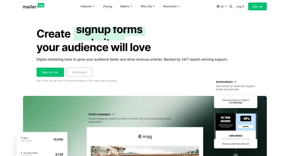 MailerLite-Email Marketing Platforms for Nonprofits