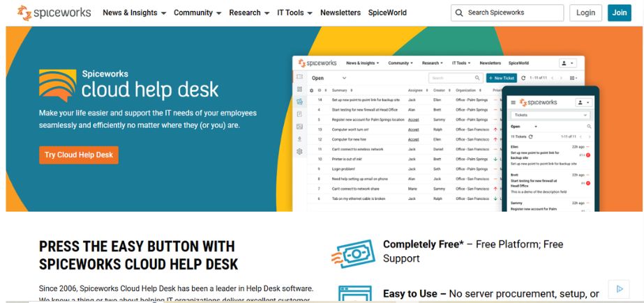 it service desk tools - spiceworks