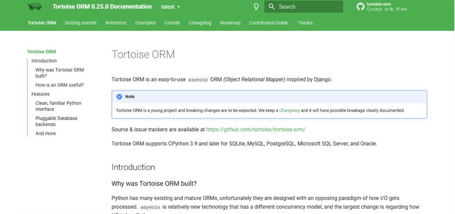 Best ORM Tools - tortoise