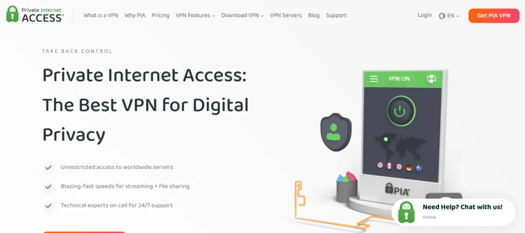 Best VPN for Amazon Fire TV - Private Internet Access (PIA)