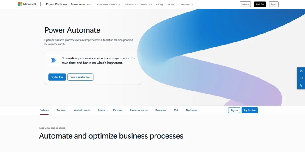 Microsoft Power Automate-AI Automation Tools