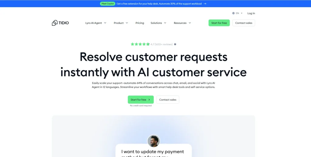 Tidio-Helpdesk Chatbots and AI Assistants