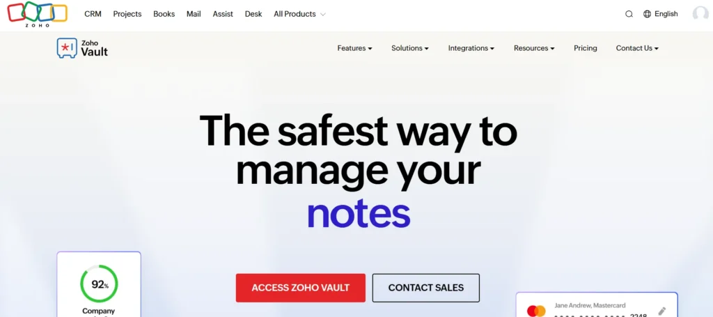 Password Management Tool - Zoho Vault