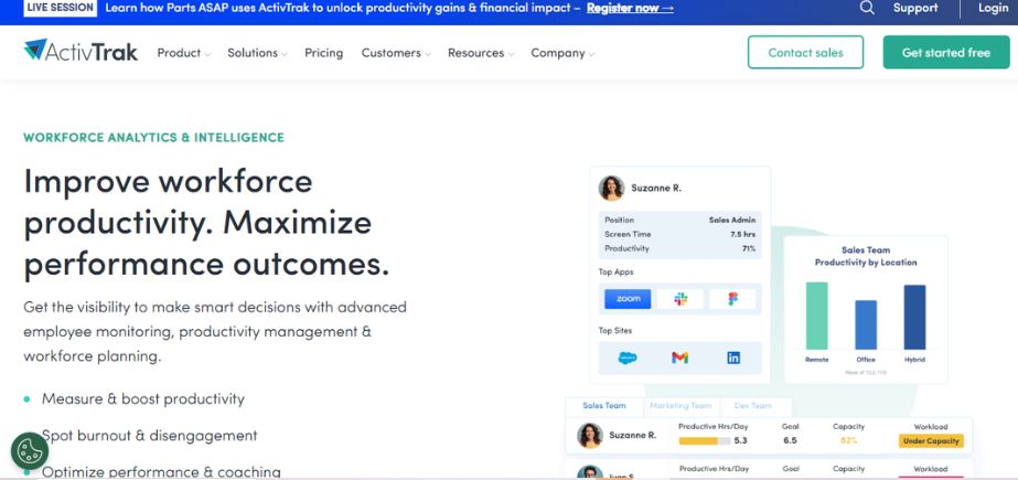 remote employee monitoring software - activtrak