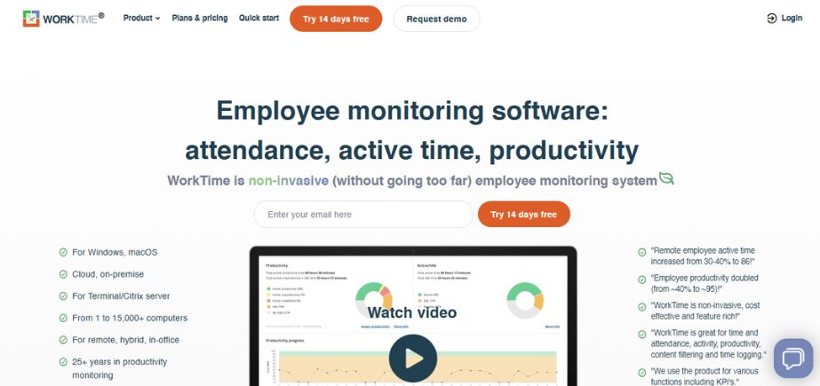 remote employee monitoring software - worktime