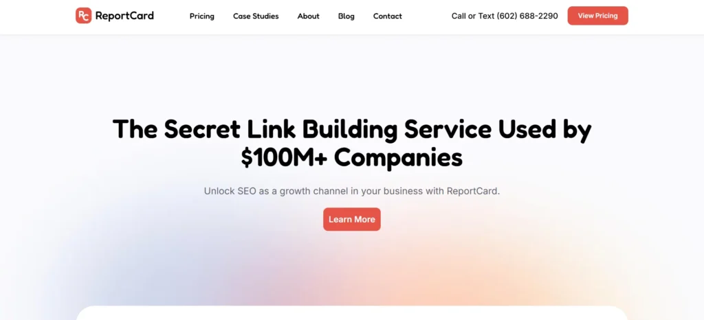 Link building agency - Report card