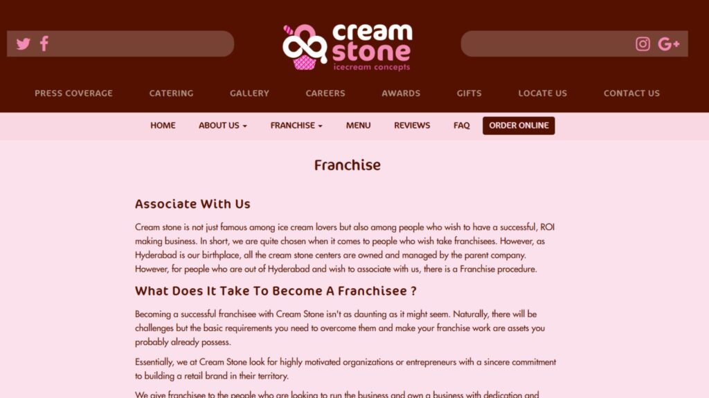 Cream Stone Franchise Cost