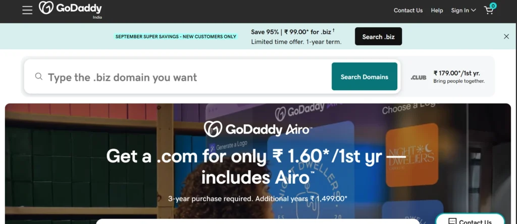 Best Domain Name Registrars in India: GoDaddy