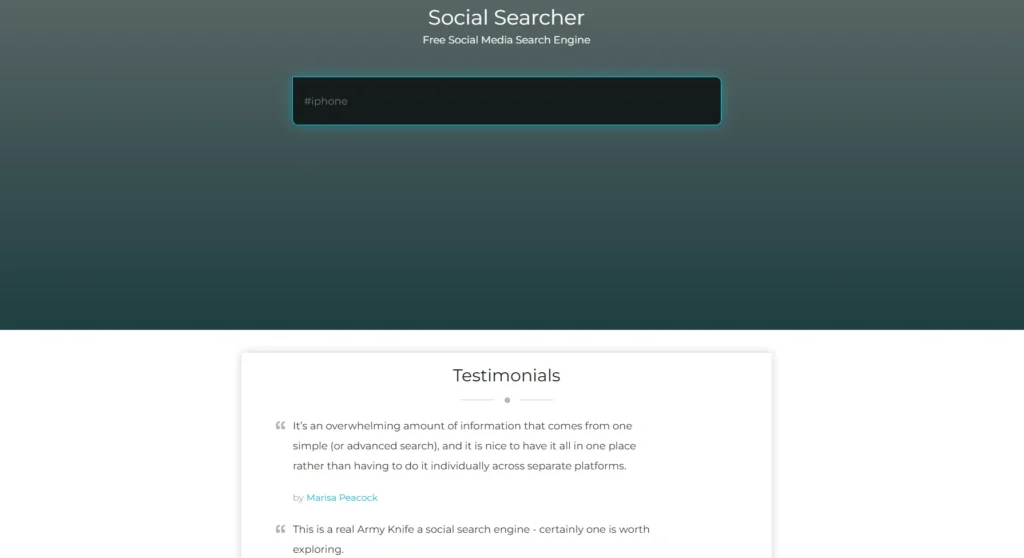 Social Searcher-Free Social Listening Tools