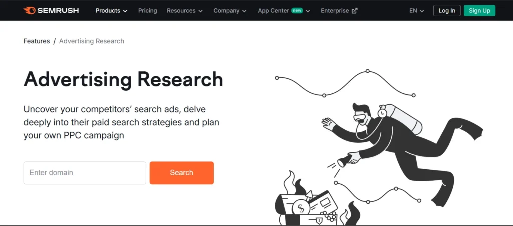 SEMrush Advertising Researchv - Facebook Ads Spy Tool