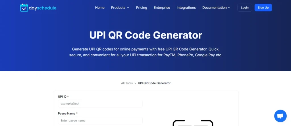 DaySchedule - UPI QR Code Generator