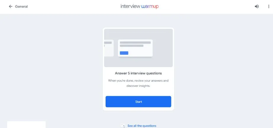 Interview Warmup by Google - AI Tools for Job Search