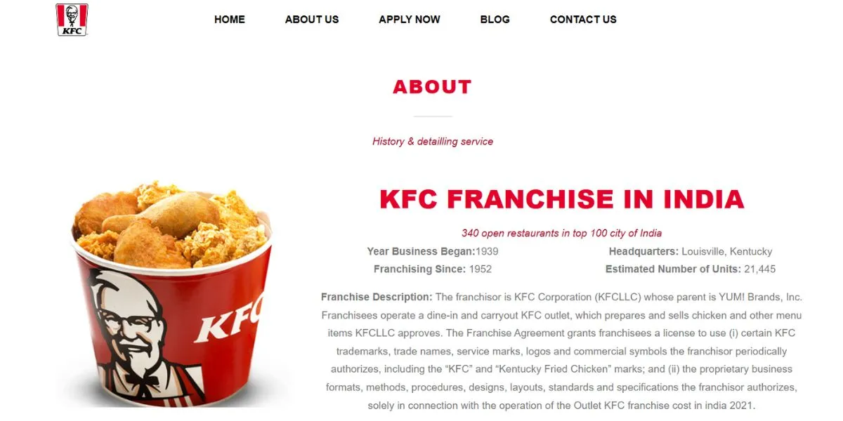 KFC Franchise - KFC Franchise Cost in India